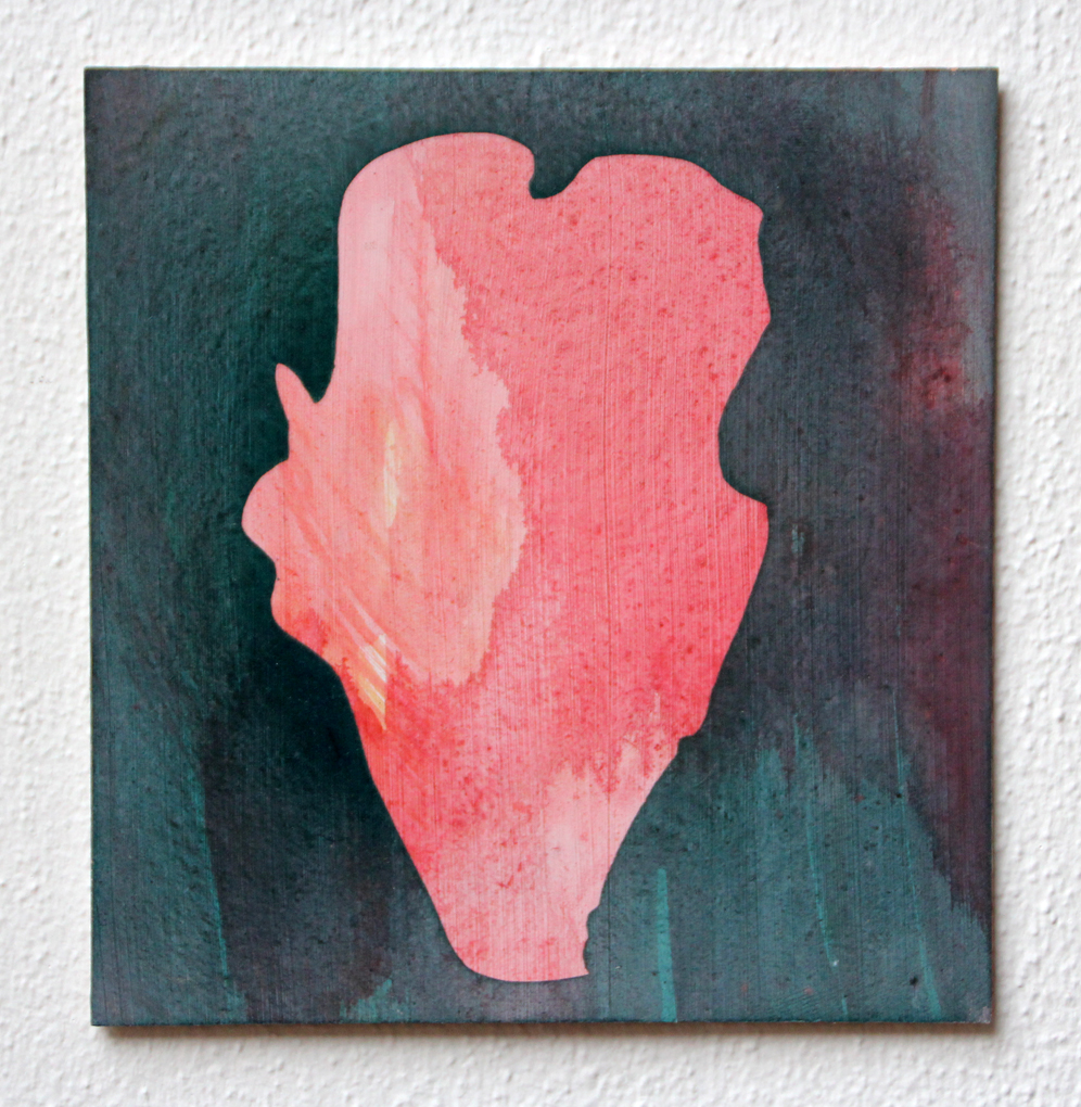 Bloemblad, 2020, 21,5 x 22,7 cm, ei tempera op paneel